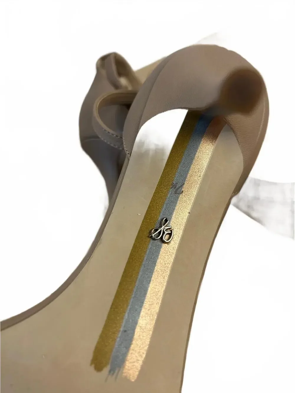 Sam Edelman Beige Leather Ankle Strap Sandals Size 7.5 US / 37.5 EUR